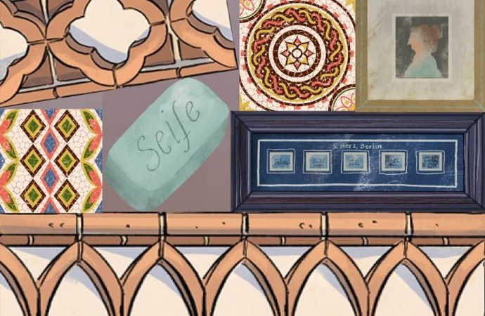 Screenshot des Spiels zur neuen Dauerausstellung in der Ziegelei Lage mit verschiedenen Bausteinen und stapelbaren Elementen